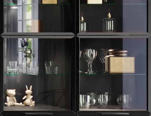 VITRINE MIT ALUMINIUMRAHMEN – SCHWARZ
