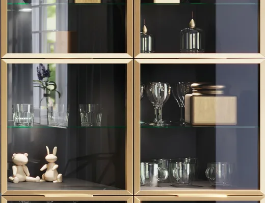 VITRINE MIT ALUMINIUMRAHMEN – GOLD